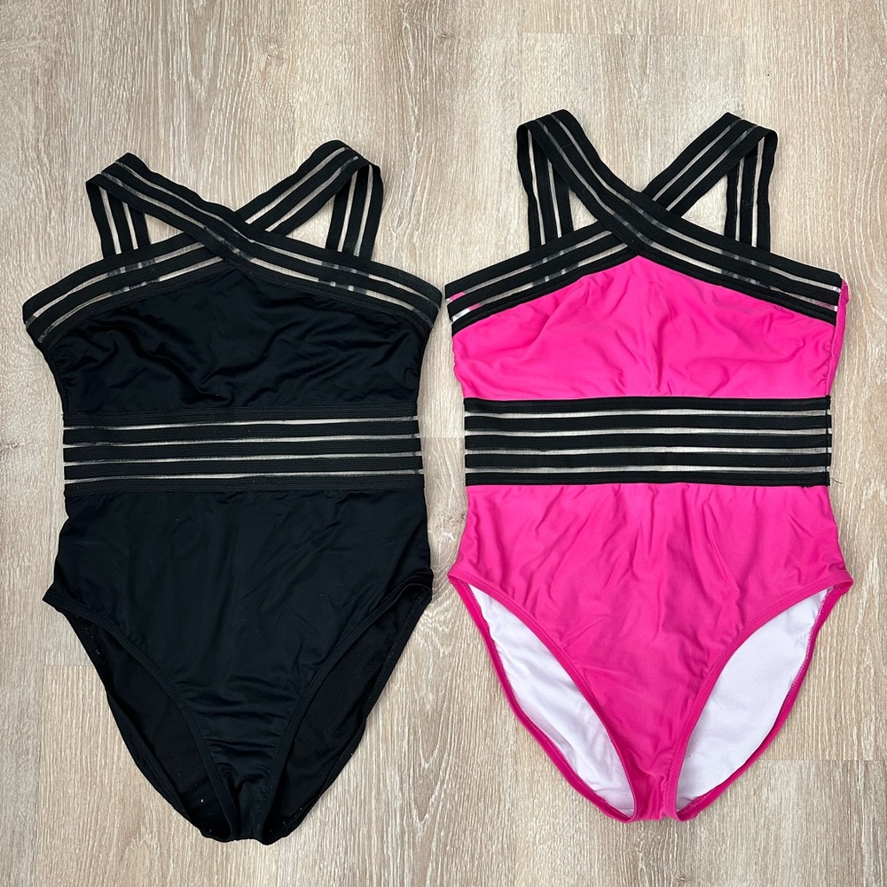 Bundle of 2 Hilor Women’s Swimsuits – Black & Pink – Size Medium